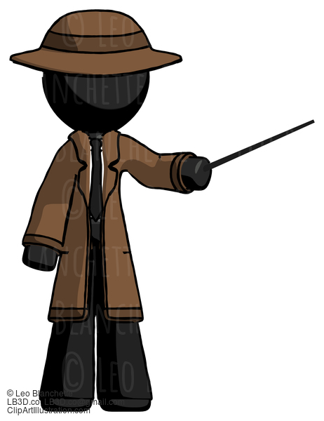 Black Detective Man Teacher Or Conductor With Stick Or Baton Directing #2711