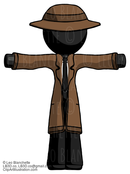 Black Detective Man T-Pose Arms Up Standing #2724