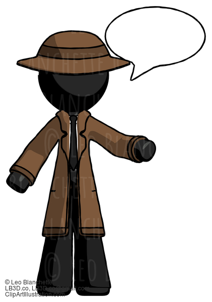 Black Detective Man With Word Bubble Talking Chat Icon #2740