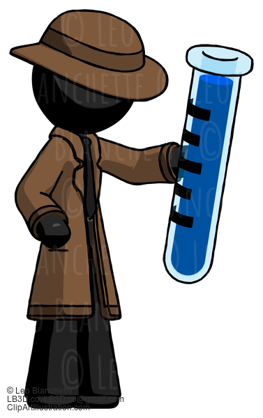 Black Detective Man Holding Large Test Tube #2748