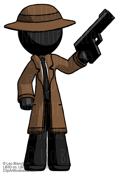 Black Detective Man Holding Handgun #2751