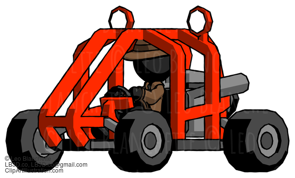 Black Detective Man Riding Sports Buggy Side Angle View #2757