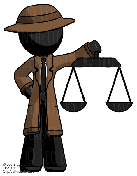 Black Detective Man Holding Scales Of Justice #2769