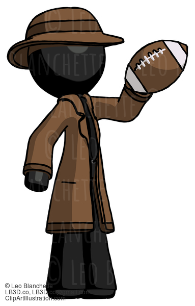 Black Detective Man Holding Football Up #2779