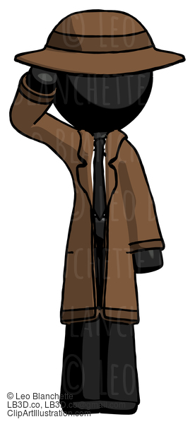 Black Detective Man Soldier Salute Pose #2802