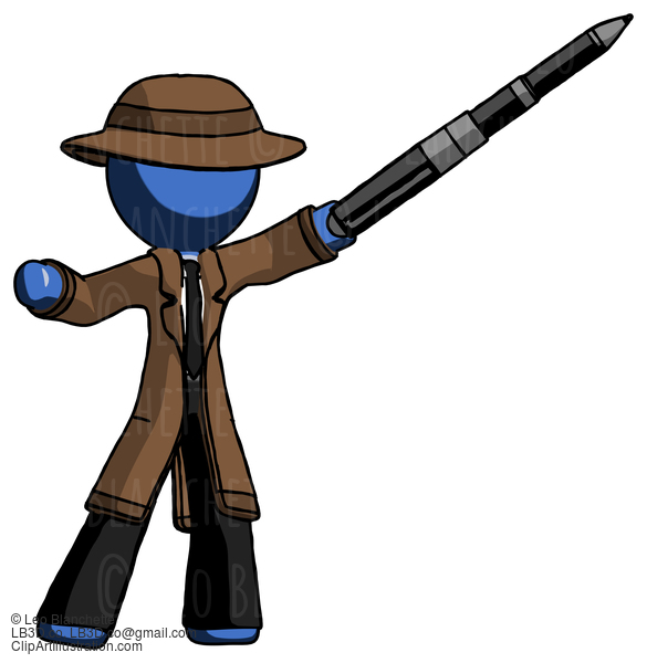 Blue Detective Man Demonstrating That Indeed The Pen Is Mightier #3728