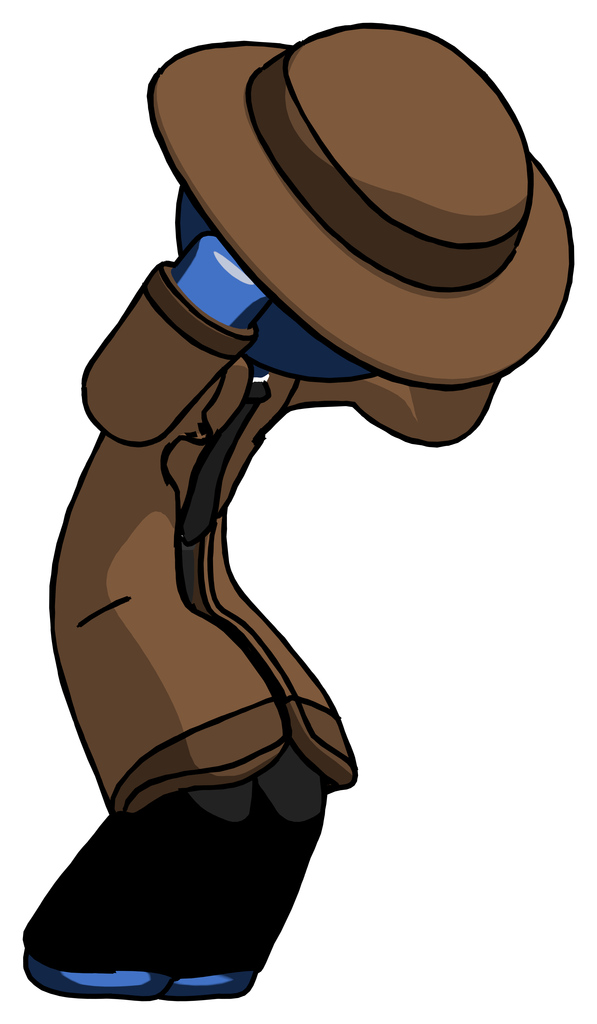 Blue Detective Man with Headache or Covering Ears Turned to his Right