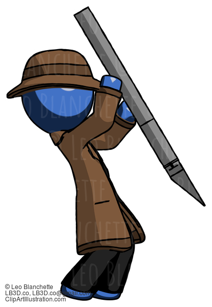 Blue Detective Man Stabbing Or Cutting With Scalpel #3743