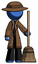 Blue Detective Man standing with broom cleaning services