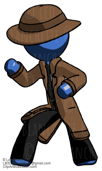 Blue Detective Man Martial Arts Defense Pose Left #3751