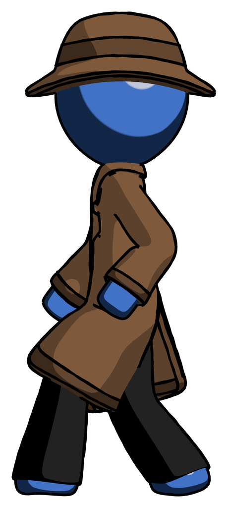 Blue Detective man walking left side view