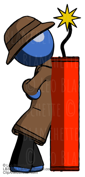 Blue Detective Man Leaning Against Dynimate, Large Stick Ready To Blow #3760