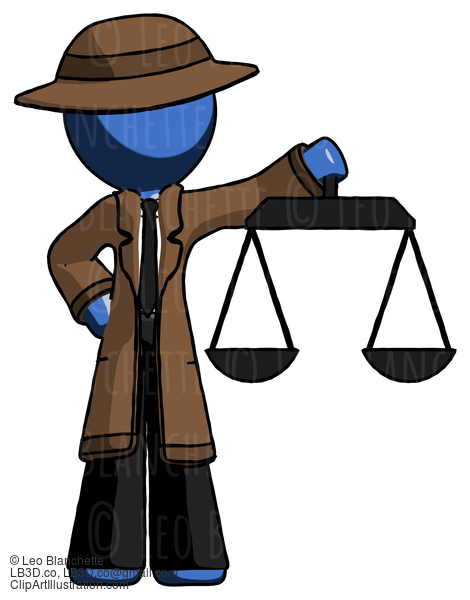 Blue Detective Man Holding Scales Of Justice #3761