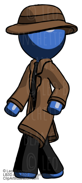 Blue Detective Man Man Walking Turned Left Front View #3772