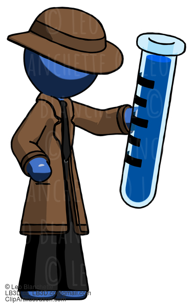 Blue Detective Man Holding Large Test Tube #3785