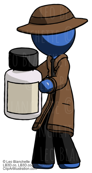 Blue Detective Man Holding White Medicine Bottle #3794