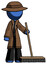 Blue Detective Man standing with industrial broom