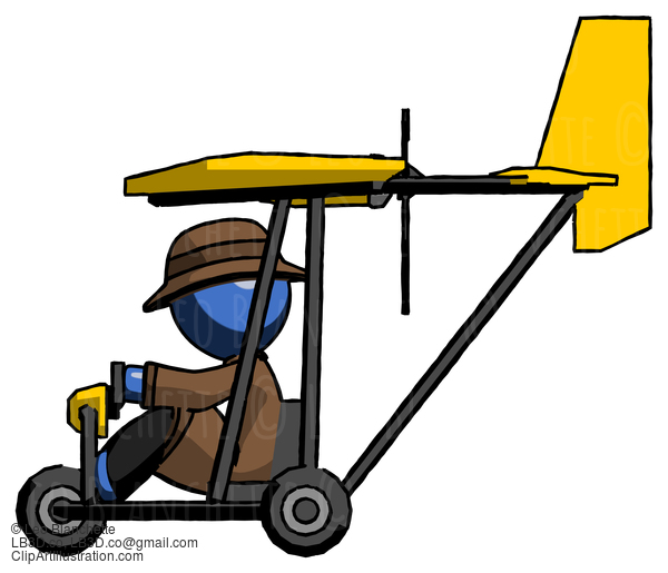 Blue Detective Man In Ultralight Aircraft Side View #3806