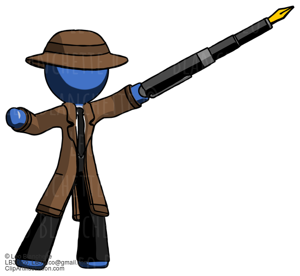 Blue Detective Man Pen Is Mightier Than The Sword Calligraphy Pose #3807