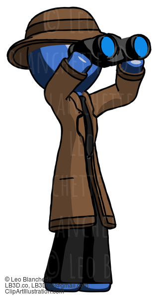 Blue Detective Man Looking Through Binoculars To The Right #3813