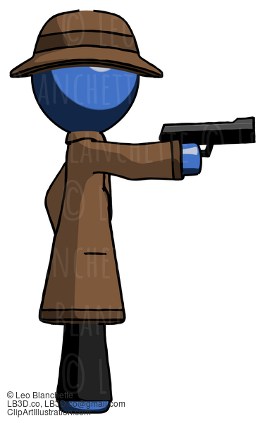 Blue Detective Man Firing A Handgun #3814