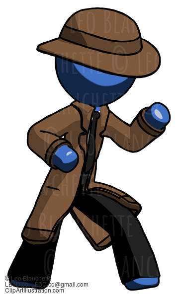 Blue Detective Man Martial Arts Defense Pose Right #3817