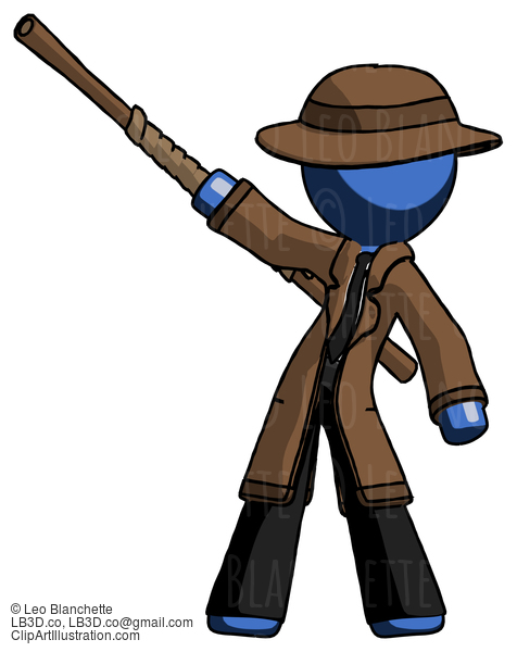 Blue Detective Man Bo Staff Pointing Up Pose #3818