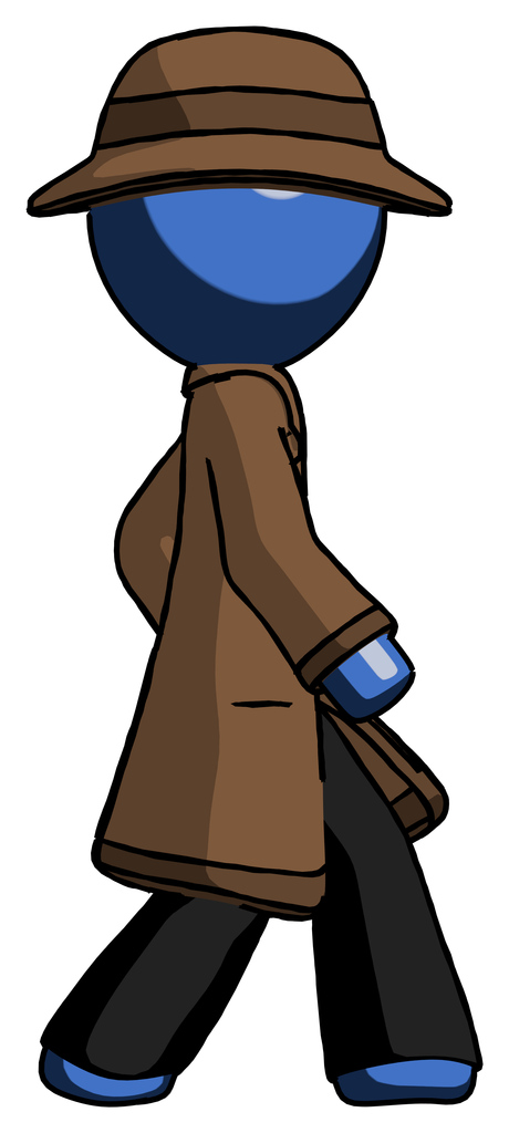 Blue Detective man walking right side view