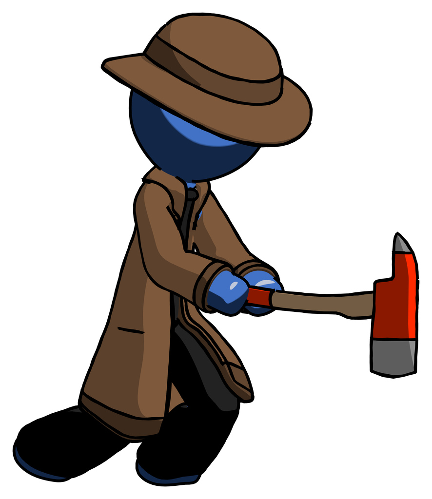 Blue Detective Man with ax hitting, striking, or chopping