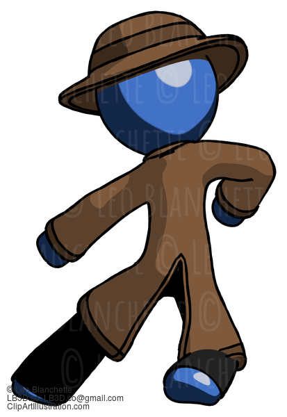 Blue Detective Man Karate Defense Pose Left #3830