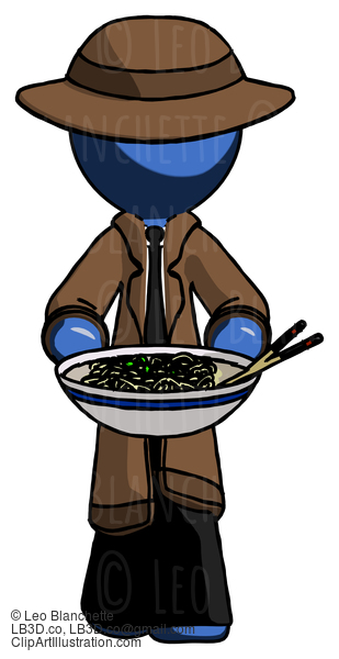 Blue Detective Man Serving Or Presenting Noodles #3842
