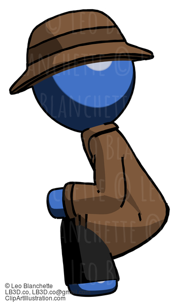 Blue Detective Man Squatting Facing Left #3843