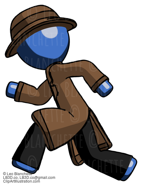 Blue Detective Man Running Fast Left #3845
