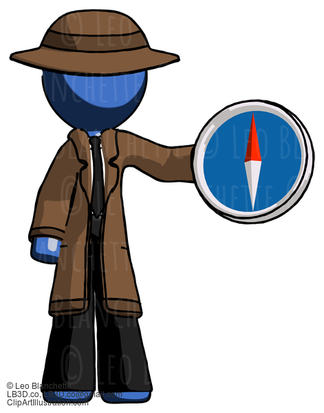 Blue Detective Man Holding A Large Compass #3852