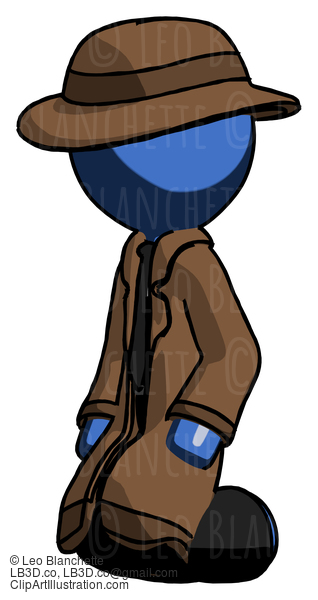 Blue Detective Man Kneeling Angle View Left #3860