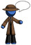 Blue Detective Man with word bubble talking chat icon