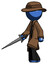 Blue Detective Man with sword walking confidently