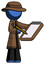 Blue Detective Man Using Clipboard And Pencil