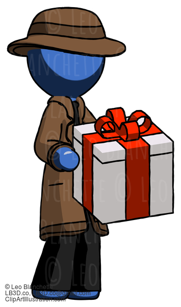 Blue Detective Man Giving A Present #3869