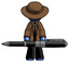 Blue Detective Man weightlifting a giant pen
