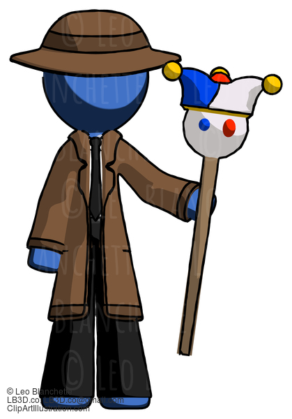 Blue Detective Man Holding Jester Staff #3877