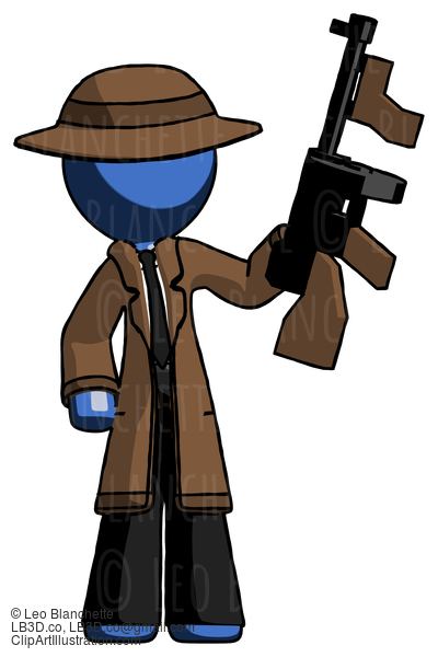 Blue Detective Man Holding Tommygun #3896