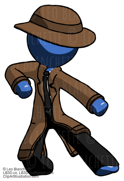 Blue Detective Man Karate Defense Pose Right #3900