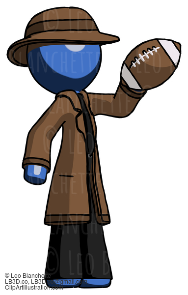 Blue Detective Man Holding Football Up #3907