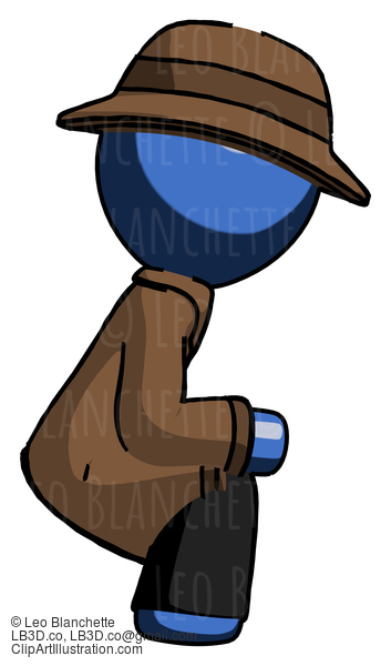 Blue Detective Man Squatting Facing Right #3910