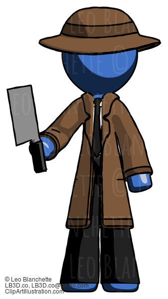 Blue Detective Man Holding Meat Cleaver #3914