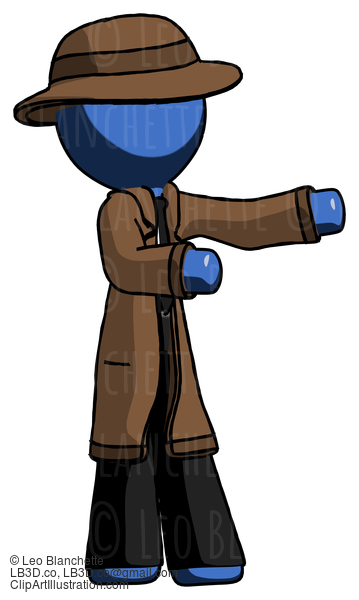 Blue Detective Man Presenting Something To His Left #3915