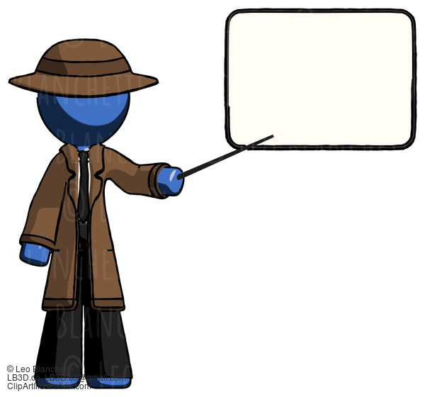 Blue Detective Man Giving Presentation In Front Of Dry-Erase Board #3919