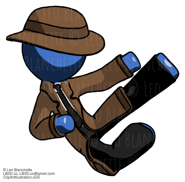 Blue Detective Man Flying Ninja Kick Right #3922