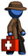Blue Detective Man Walking With Medical Aid Briefcase To Right